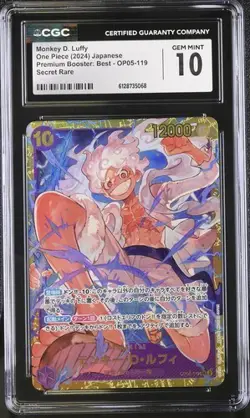 CGC 10 ONE PIECE MONKEY D. LUFFY OP05-119 SEC Premium Booster 2024 - Image 1