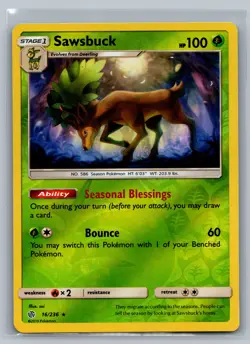 Sawsbuck SM - Cosmic Eclipse #16/236 Holo Rare,Reverse Holo Pokemon Card - Image 1