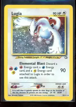 Pokemon TCG Lugia Neo Genesis Holo Rare Card 9/111 Unlimited Edition w/Swirl - Image 1