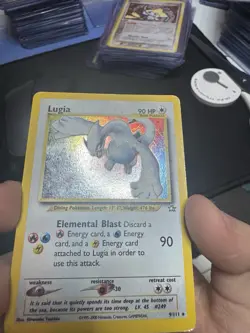 Pokemon TCG Lugia Neo Genesis Holo Rare Card 9/111 Unlimited Edition w/Swirl - Image 4