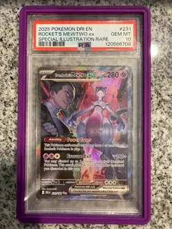 2025 Pokemon Destined Rivals Team Rocket's Mewtwo SIR 231/182 PSA 10 WITH GUARD - Image 1