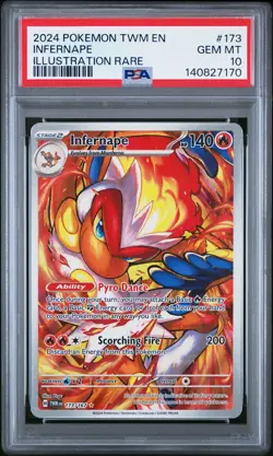 2024 POKEMON TWM EN-TWILIGHT MASQUERADE ILLUSTRATION RARE #173 INFERNAPE PSA 10 - Image 1