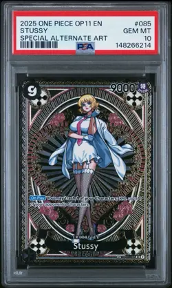 2025 ONE PIECE OP11-A FIST OF DIVINE SPEED SPECIAL ALTERNATE ART STUSSY PSA 10 - Image 1
