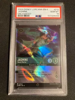 2024 RAVENSBURGER DISNEY LORCANA EN4 CARD JASMINE 1ST ENCHANTED 212 RC PSA 10 - Image 1