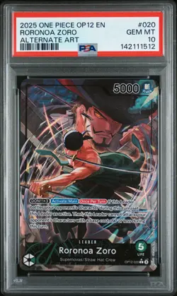 2025 ONE PIECE OP12-LEGACY OF THE MASTER ALTERNATE ART #020 RORONOA ZORO PSA 10 - Image 1