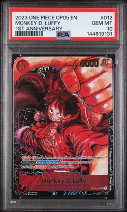 One Piece OP05 Monkey D. Luffy 1st Anniversary ST01-012 PSA 10 Gem Mint English - Image 1