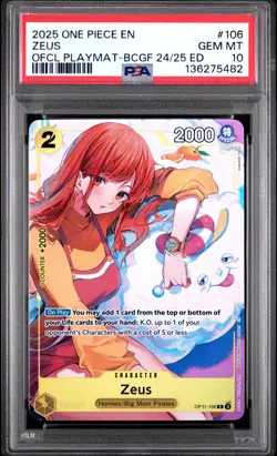 ZEUS #106 2025 ONE PIECE EN Official PLAYMAT BCGF 24/25 Nami PSA 10 - Image 1