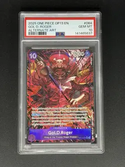 2025 ONE PIECE OP13 #064 CARRYING ON HIS WILL GOL D ROGER ALT ART PSA 10 - Image 1