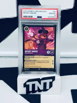 Mickey Mouse 2023 Disney Lorcana EN 1 #51 Mickey Mouse Wayward Sorcerer PSA 10 - Image 1
