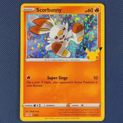Scorbunny 16/25 - McDonald's Collection 2021 - Promo Holo Pokemon Card - NM - Image 1