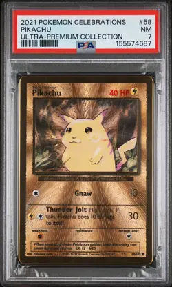 2021 Pokemon Celebrations UPC Pikachu Metal Card #58 PSA 7 NM - Image 1