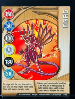 Bakugan DRAG Metal Gate Card COPPER 2008 BA212a-GA-SM-GBL 17/48b - Image 1