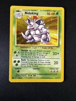 Pokemon Nidoking Base Set Holo Unlimited Rare Card 11/102. (LP+). Clean LP Copy! - Image 1