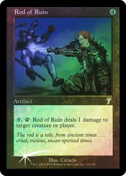 7th Edition MTG FOIL Rod of Ruin Magic - Image 1