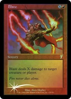 7th Edition MTG FOIL Blaze Magic - Image 1