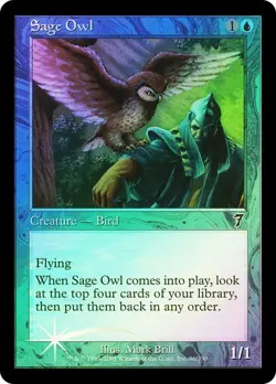 7th Edition MTG FOIL Sage Owl Magic - Image 1