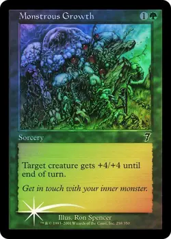 7th Edition MTG FOIL Monstrous Growth Magic - Image 1