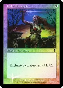 7th Edition MTG FOIL Holy Strength Magic - Image 1