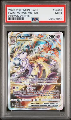 2023 POKEMON SWORD & SHIELD CROWN ZENITH #GG44 FULL ART/MEWTWO VSTAR PSA 9 - Image 1