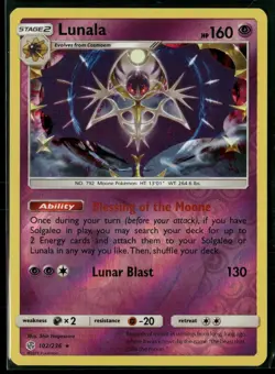 Lunala 102/236 Holo Rare Cosmic Eclipse Pokemon Reverse Holo Near Mint - Image 1