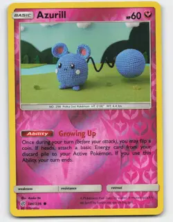 2019 Pokemon, Cosmic Eclipse, #146/236 Azurill, Reverse Holo Common NM - Image 1