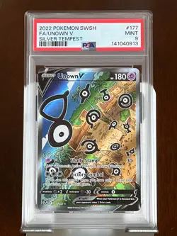 Pokemon Unown V 177 Silver Tempest PSA 9 - Image 1
