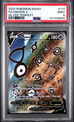 2022 POKEMON SWORD & SHIELD SILVER TEMPEST #177 FULL ART/UNOWN V PSA 9 - Image 1