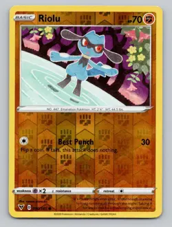 Reverse Holo Riolu #090/185 Common SWSH04: Vivid Voltage Pokemon - Image 1