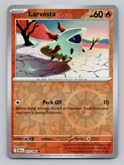 Reverse Holo Larvesta #015/086 Common SV: Black Bolt Pokemon - Image 1