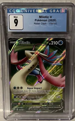 2020 POKEMON REBEL CLASH #179 MILOTIC V CGC MINT 9 - Image 1