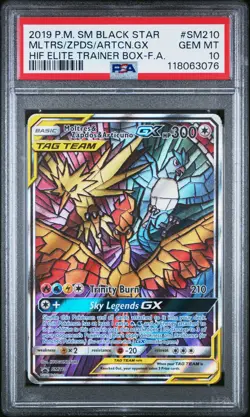 2019 POKEMON SM BLACK STAR PROMO FULL ART/MOLTRES & ZAPDOS & ARTICUNO GX PSA 10 - Image 1