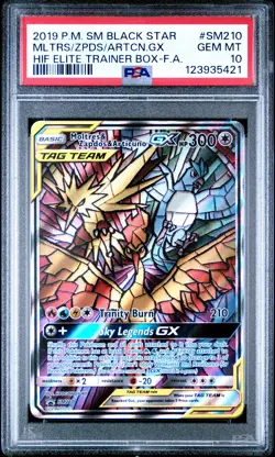 2019 POKEMON SM BLACK STAR PROMO FULL ART/MOLTRES & ZAPDOS & ARTICUNO GX PSA 10 - Image 1