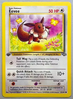 Pokemon 1st EDITION Eevee #51/64 Common - 1999 Jungle Set - NM to MT Condition! - Image 1
