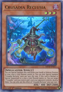 Yugioh! LP Crusadia Reclusia - MP19-EN077 - Ultra Rare - 1st Edition Lightly Pla - Image 1
