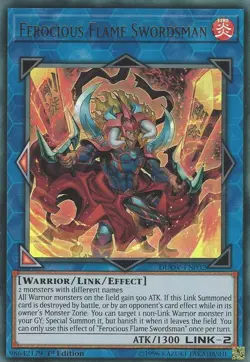 Yugioh! LP Ferocious Flame Swordsman - DUOV-EN032 - Ultra Rare - 1st Edition Lig - Image 1
