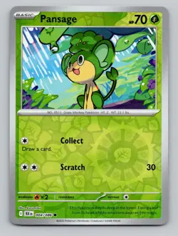 Reverse Holo Pansage #004/086 Common SV: Black Bolt Pokemon - Image 1