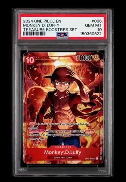 2024 One Piece EN Monkey D. Luffy ST10-006 SR Treasure Boosters Set PSA 10 - Image 1