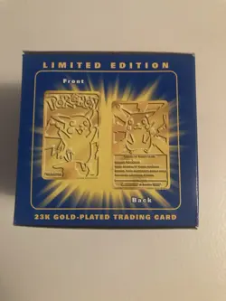 Pokemon Burger King 23k Gold Plated Trading Card PIKACHU In Blue Box - Image 3