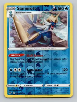 Reverse Holo Samurott #035/185 Rare SWSH04: Vivid Voltage Pokemon - Image 1
