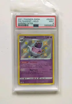 PSA 9 Polteageist SV053 Pokemon Card Shining Fates Baby Shiny Holo Graded Slab - Image 1