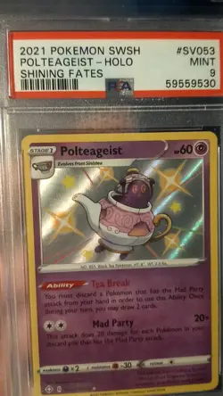 PSA 9 Polteageist SV053 Pokemon Card Shining Fates Baby Shiny Holo Graded Slab - Image 2
