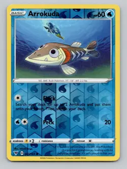 Reverse Holo Arrokuda #041/185 Common SWSH04: Vivid Voltage Pokemon - Image 1