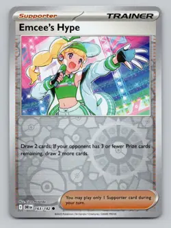 Reverse Holo Emcee's Hype #163/182 Common SV10: Destined Rivals Pokemon - Image 1