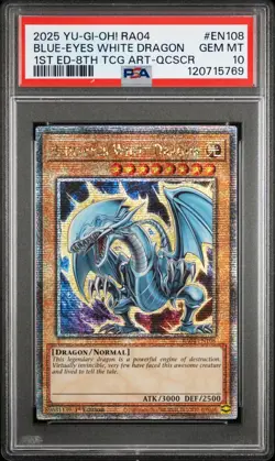 Yugioh PSA 10 2025 Blue-Eyes White Dragon RA04-EN108 QCR 1st Edition "8th" - Image 1