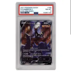 2021 Pokemon Swsh Full Art Umbreon V Evolving Skies 189 PSA 8 NM-MT - Image 1