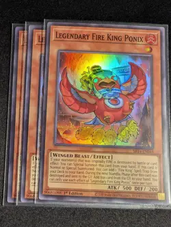 Yugioh - 3x Legendary Fire King Ponix SR14-EN045 1st Edition Super Rare NM - Image 1