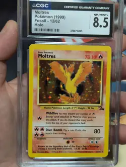 1999 Pokemon Fossil Unlimited Moltres Holo Rare 12/62 CGC 8.5 - Image 1