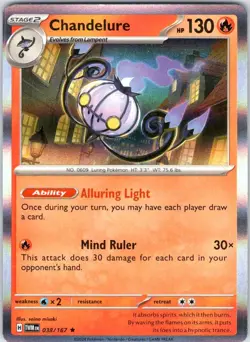 Chandelure 038/167 Rare Twilight Masquerade Pokemon Holo Near Mint - Image 1