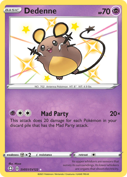 Dedenne SV051/SV122 Shiny Rare Shining Fates Shiny Vault Pokemon NM/M - Image 2
