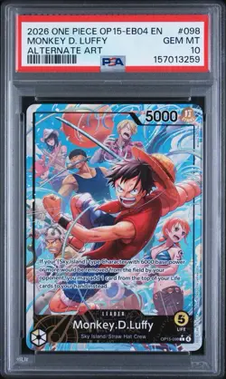 2026 ONE PIECE OP15-EB04-ADVENTURE ON KAMI'S ISLAND #098 MONKEY D. LUFFY PSA 10 - Image 1